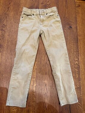 U.S. Polo Assn Khaki Pants Kids Size 8 Tan Uniform Straight Leg Adjustable Waist